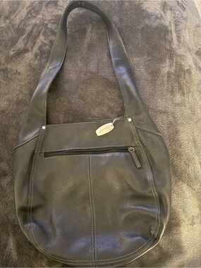 Tignanello Dark Brown Pebbled Leather Shoulder Hobo